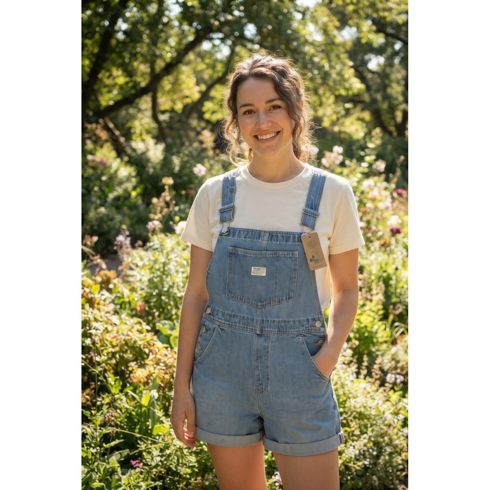 Levis Womens Denim Shortalls Light Wash Cotton Overalls 523330040 Size M NWT